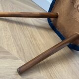 Vintage Velvet Footstool in Dark Teal