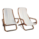 Pair of folding bamboo and brass deck chairs, Italy, 1960s.