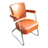Vintage leatherette and chrome armchair
