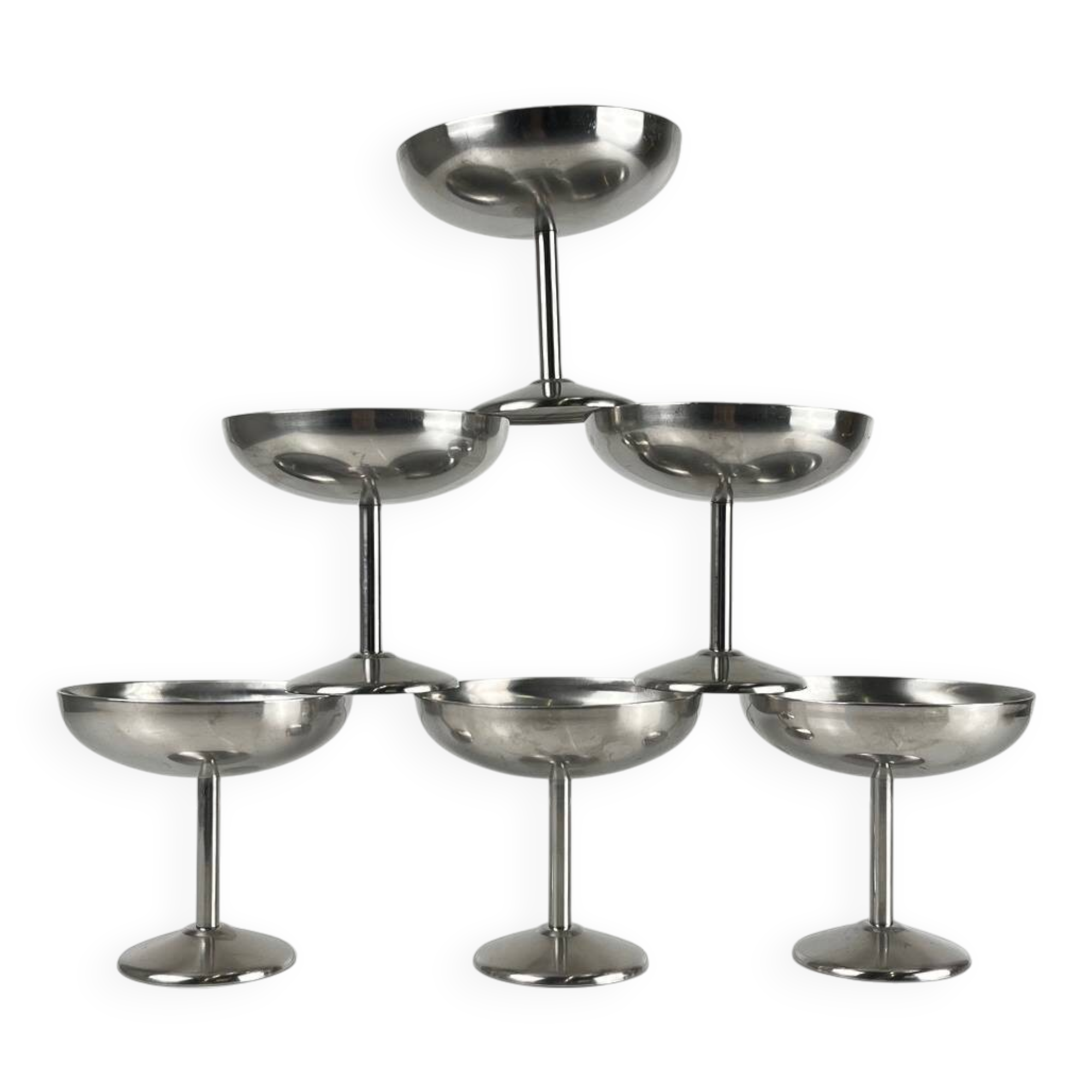 Set de 6 coupe à glace / champagne en inox, Guy Degrenne