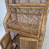 Italian bamboo and rattan credenza or bookcase, 1970s