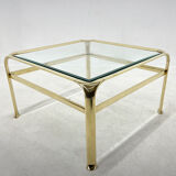 Table basse, laiton & verre, Mauro Lipparini  1970's, italie