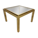 Small coffee table / Vintage brass and glass end table
