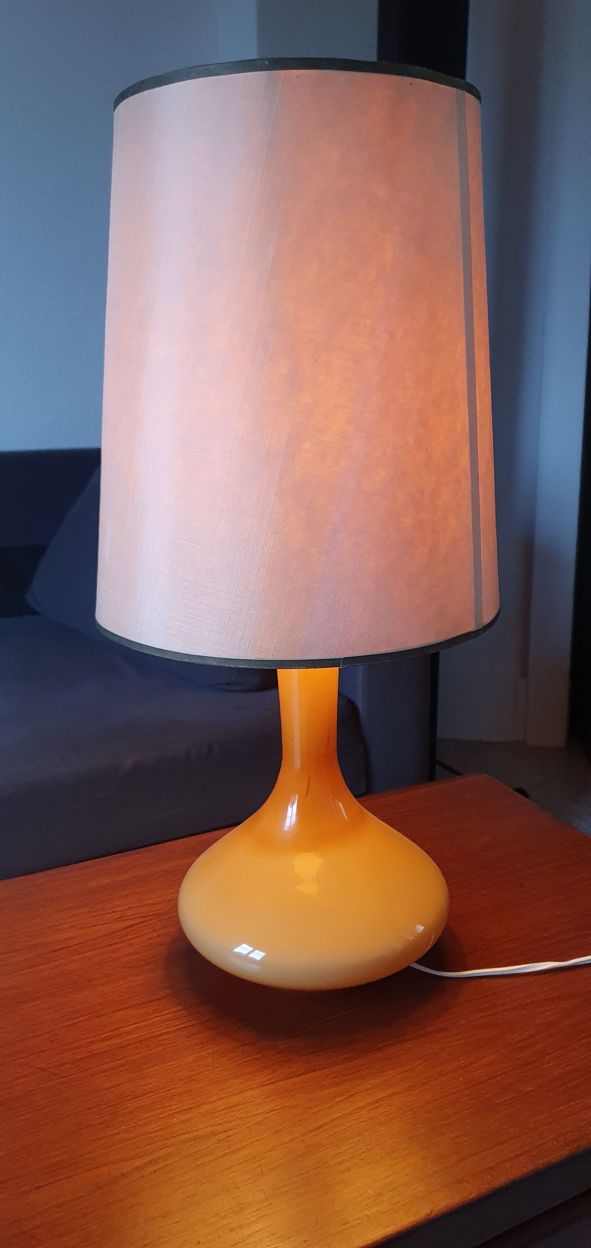 Vintage glass table lamp by Jacob E. Bang for Holmegaard