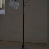 20th-century wrought iron floor lamp with swirling detail, Danish Art Deco.