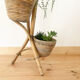 Triple vintage rattan plant holder