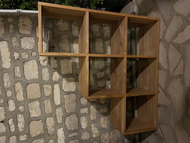 Solid wood staircase shelf