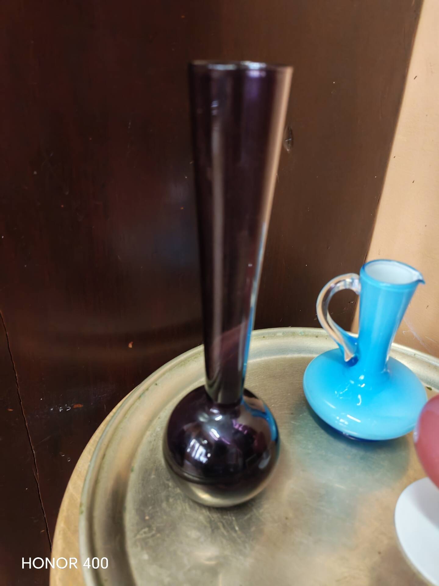 Lot de 3  vases soliflores en verre style mid century modern