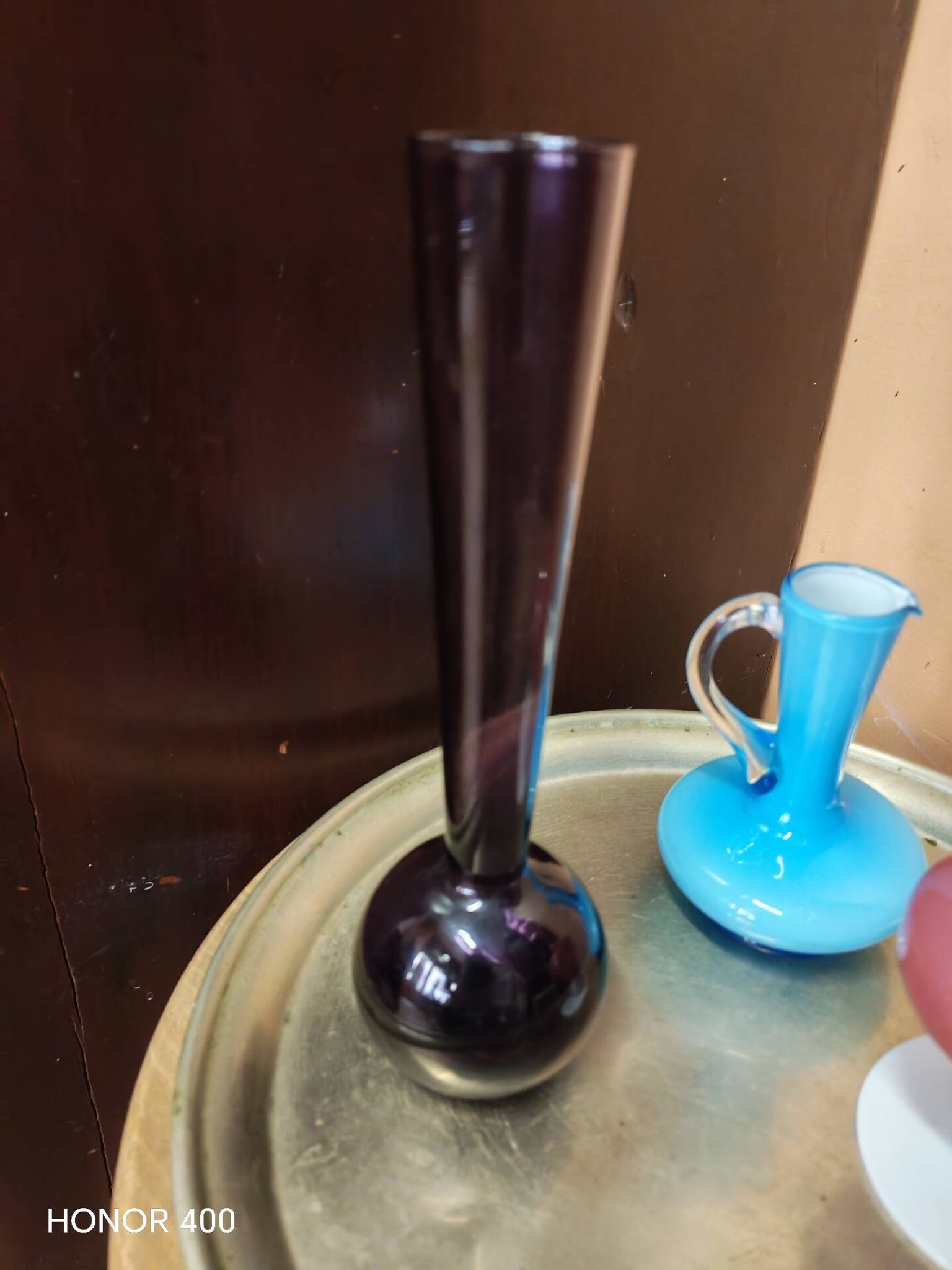 Lot de 3  vases soliflores en verre style mid century modern