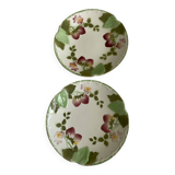 Set of 2 HB&Cie slip plates, diameter 21 cm, strawberry decoration