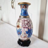 Petit Vase Cloisonné avec base en bois d'ébène