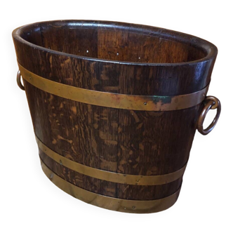 Old cooler bucket gerard lafitte mof 1933 wood & copper france #a578