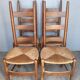 4 modernist chairs design wood and straw era 1960/70