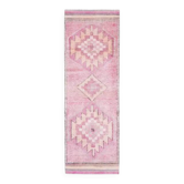 Tapis coureur vintage en laine et coton turc noué à la main rose 91x288