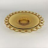 Amber Glass Bowl by Rudolf Schrotter for Rudolfova Hut Glassworks 1940's, Czechoslovakia