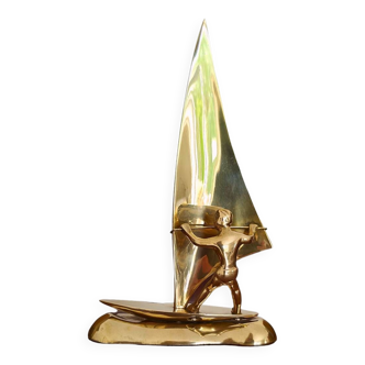 Vintage Brass Windsurfer Statue