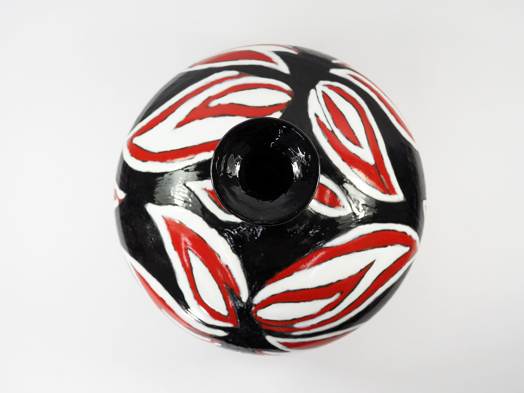 Studio pottery ceramic hand painted glaze vase circa 1970