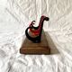 Vintage school coat rack in solid wood - 3 coat hooks in lacquered metal