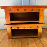 Pair of solid wood coffee tables – rustic / wabi-sabi style (1950-198)