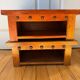 Pair of solid wood coffee tables – rustic / wabi-sabi style (1950-1980)