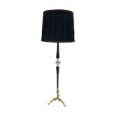 Brass, onyx & ebonized wood floor lamp, italy 1950