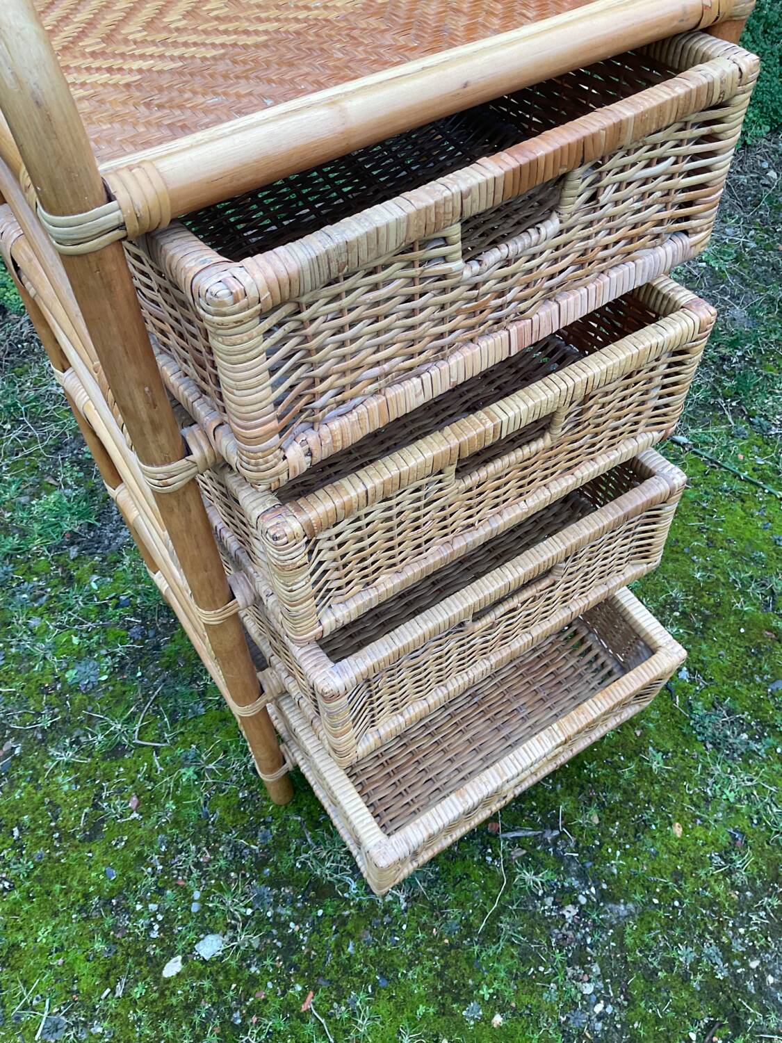 Vintage rattan chiffonier