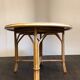 Vtg Mid Century Round Circular Wicker Bamboo Bamboo Table Dining rattan Tiki