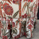 Fauteuil crapaud satin fleuri ancien