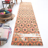 Geometric pattern turkish runner rug 350x85cm