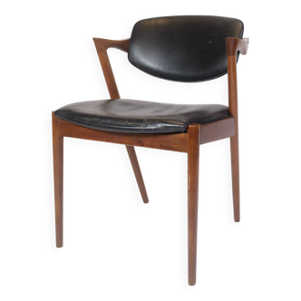 Chaise de salle à manger modèle 42 en teck par Kai Kristiansen des années 1960