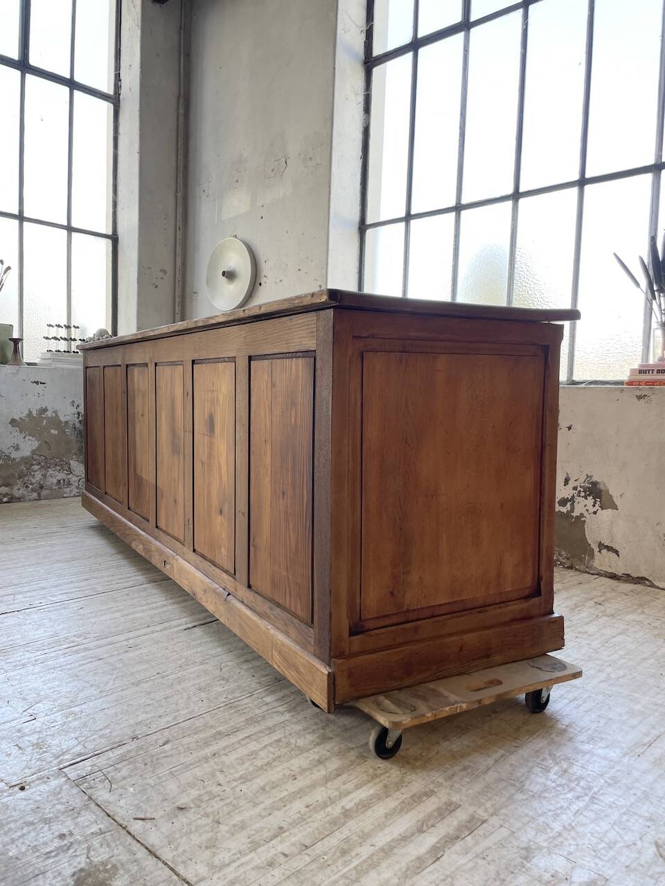 XXL solid oak counter sideboard