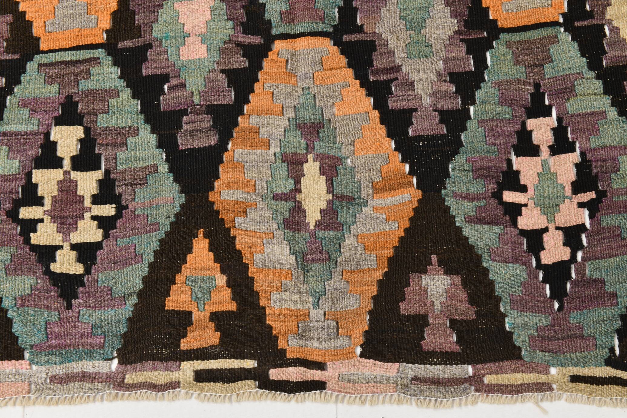 5x7 Green & Purple Geometic Persian Kilim Rug, 162x218Cm