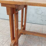 Vintage solid pine table and benches