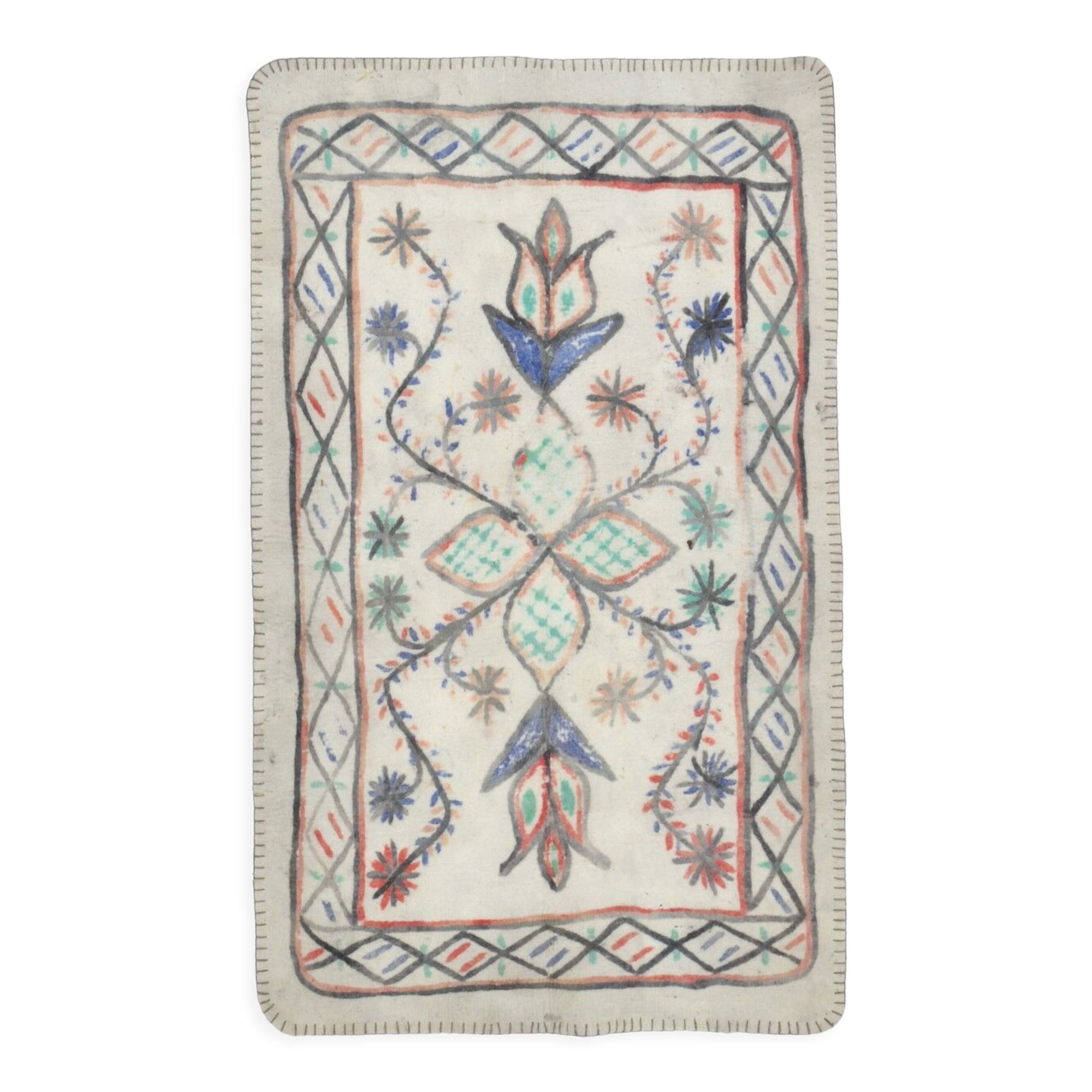 4x6 neutral handmade anatolian turkish rug,	115c192cm