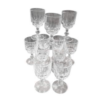 Set of 11 Crystal Liquor Glasses