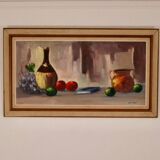 Nature morte au vin et aux fruits par E.W. Freu