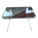 Smoked glass and chrome bedside table