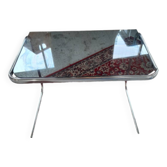 Smoked glass and chrome bedside table