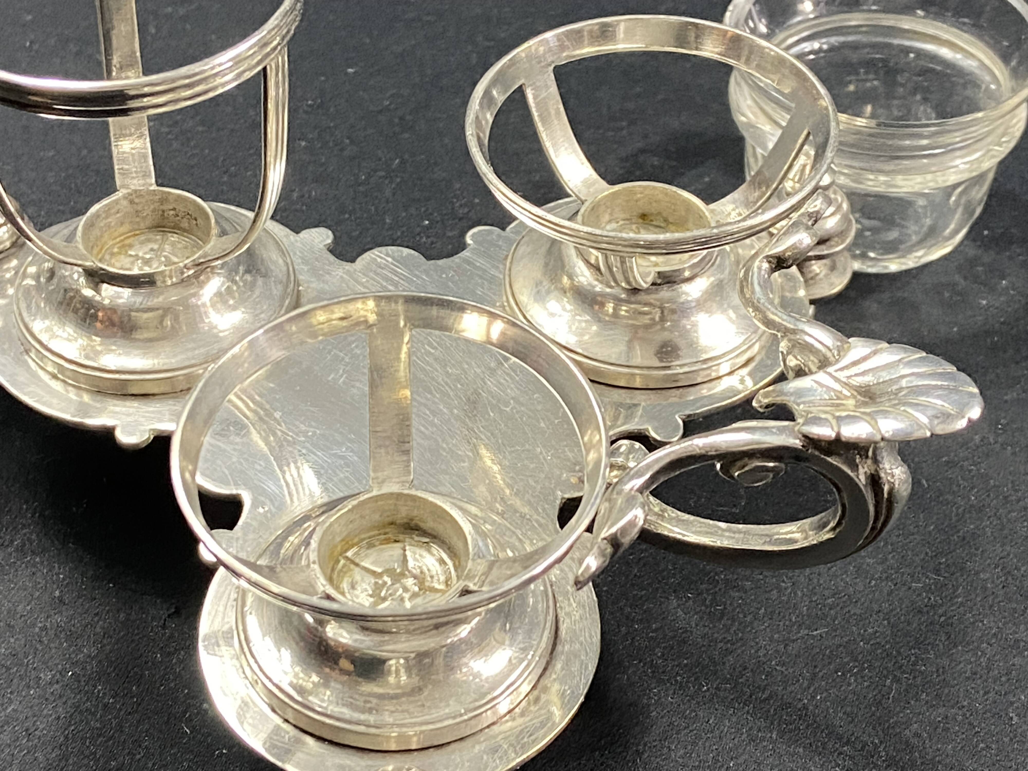 19th century Louis XV style condiment holder, silver or silver-plated metal frame