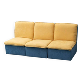 Vintage modular sofa with 3 elements in two-tone fabric – 1970s