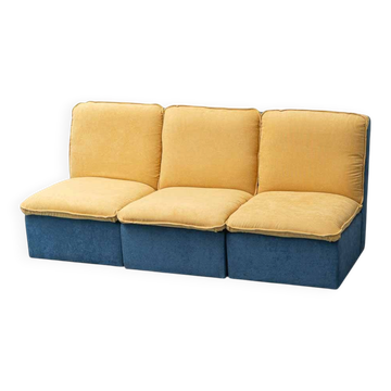 Vintage modular sofa with 3 elements in two-tone fabric – 1970s