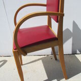Pair of bridge armchairs , year 50-60 , beech