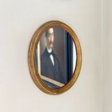 Gilded oval mirror 35 x 28 cm
