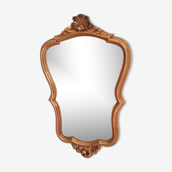 Miroir rocaille  style Louis XV , cadre doré , 38 x 25 cm