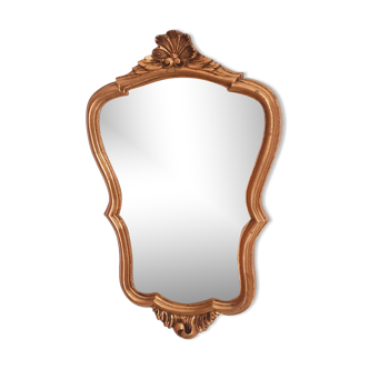 Miroir rocaille  style Louis XV , cadre doré , 38 x 25 cm