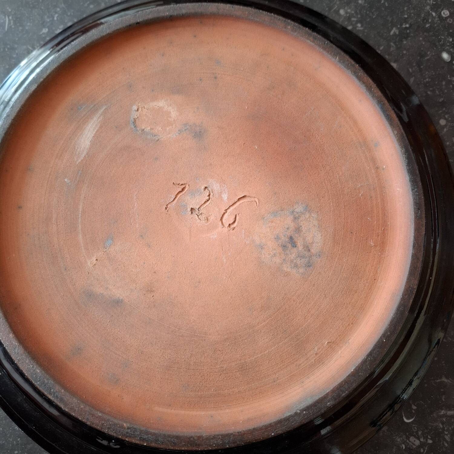 Vintage glazed terracotta deep dish