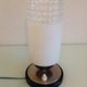 Tube bedside lamp with bi-material/vintage glass lampshade, 60/70s