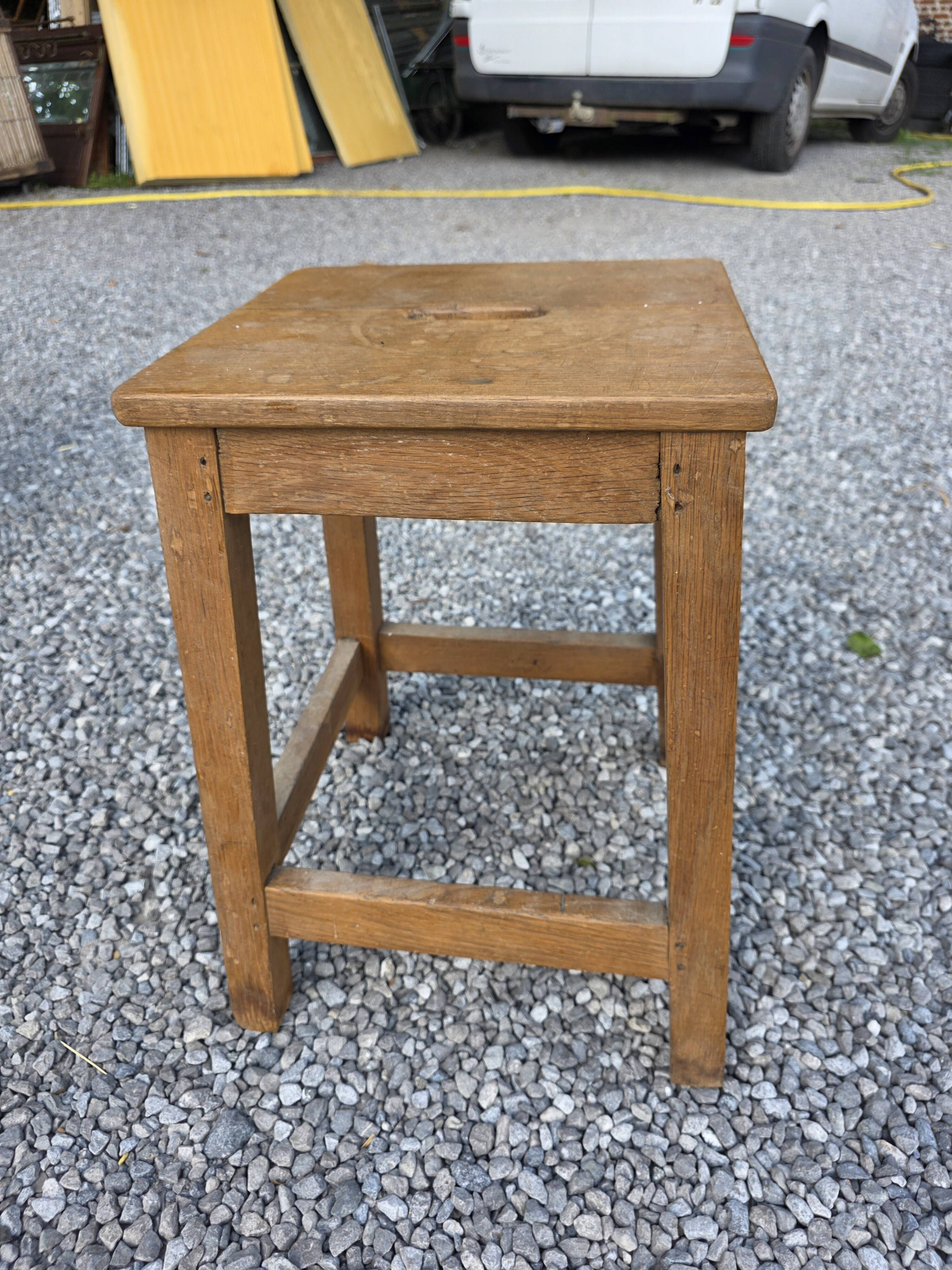 Pair of low stools in solid oak