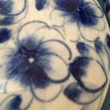 Porcelain candy dish. Blue flower patterns on white background
