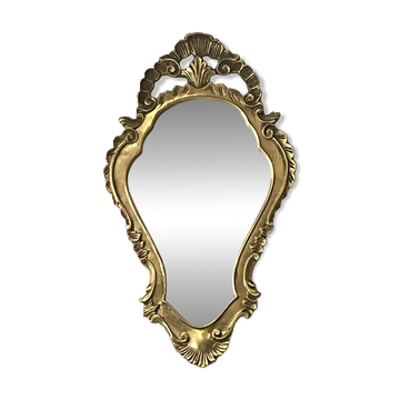 Miroir baroque bois et stuc doré style Louis XV - 37 x 64 cm